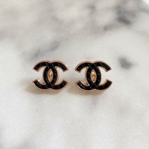 20mm Chanel Black Quilted Buttons Stamped